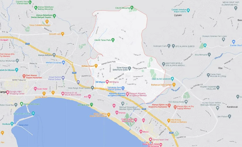 Cikcilli area in Alanya